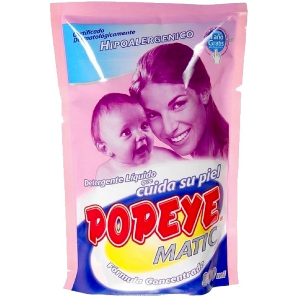 Popeye Detergente Líquido Hipoalergénico 800Ml