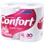 Confort Papel Higiénico Doble Hoja 4 Rollos / 30 Metros C/u