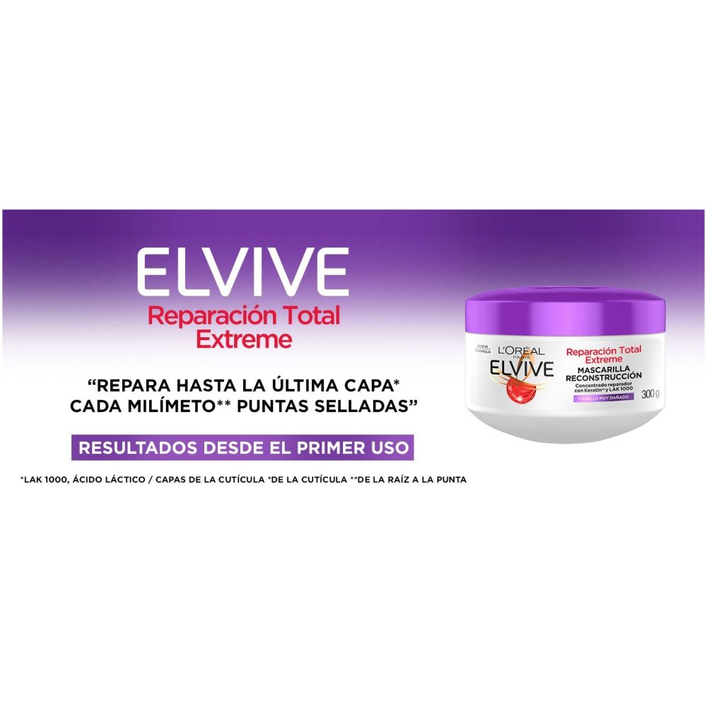 Loreal Elvive Tratamiento Reparación Total Extreme 300G - Imagen 4