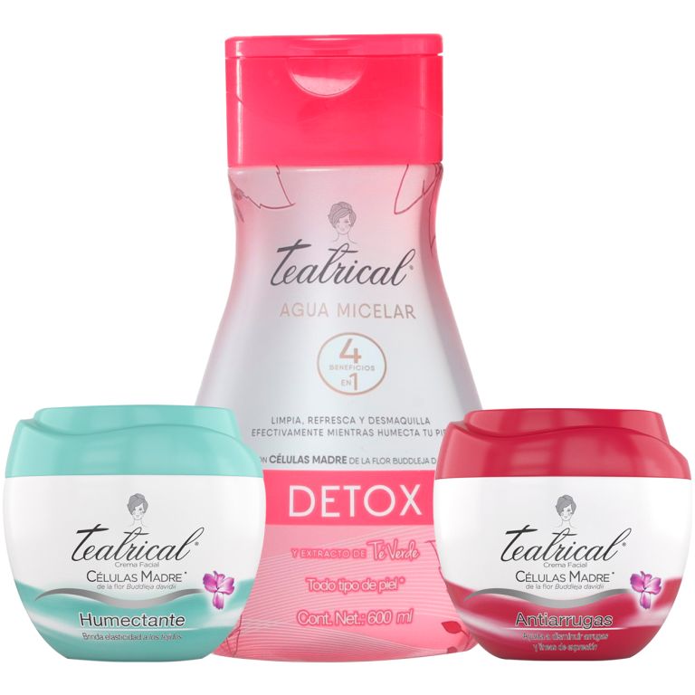 pack teatrical micelar té verde+ crema humec+ antiarruga100g