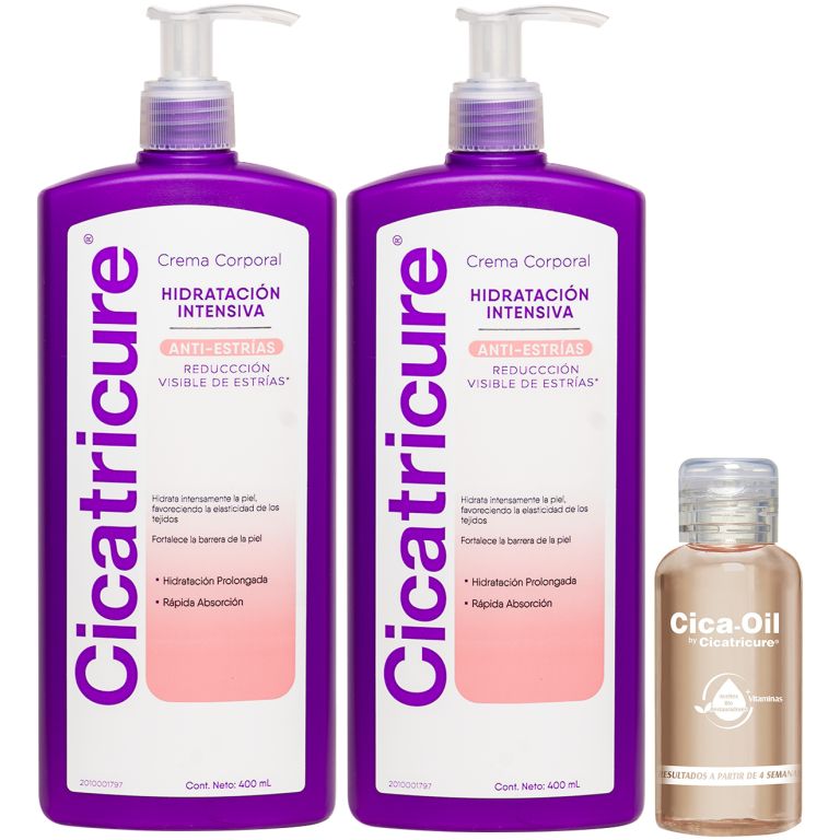 Pack Cicatricure 2 Cremas Antiestrias 400ml + Oil 50ml