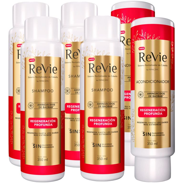 Revie 04 Shampoo Regeneración Profunda + 02 Acondicionadores