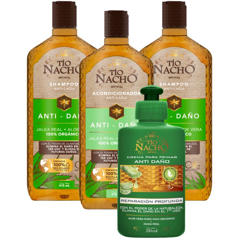 pack tio nacho aloe vera 2 shampoo+ 1 acond + 1 cr.peinar