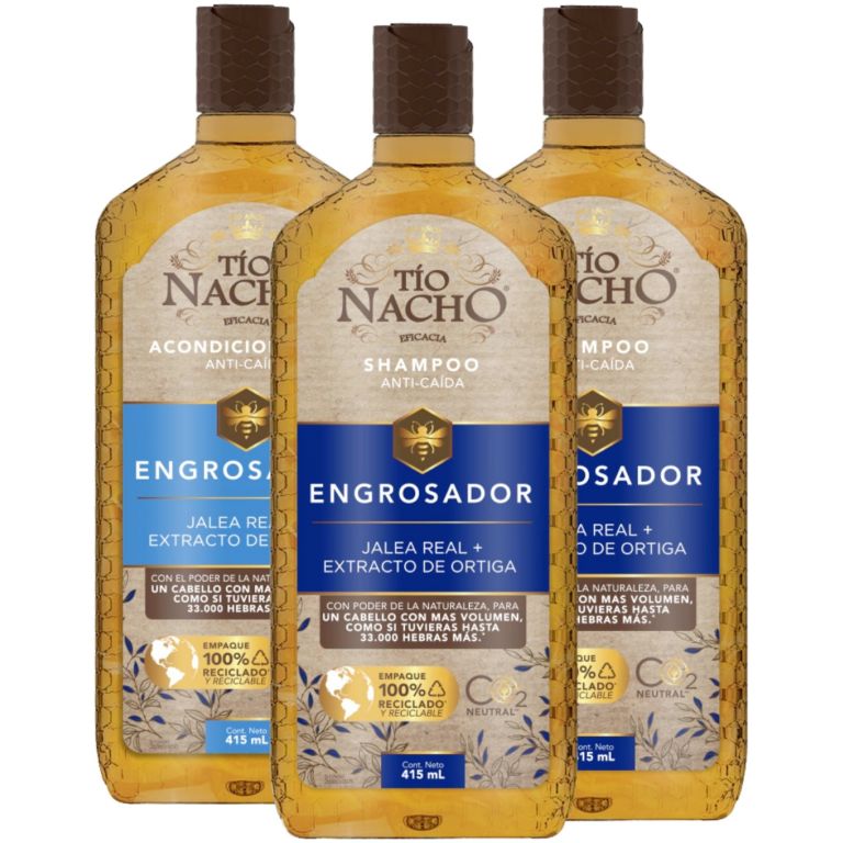 pack tío nacho engrosador 2 shampoo + 1 acond. 415ml c/u