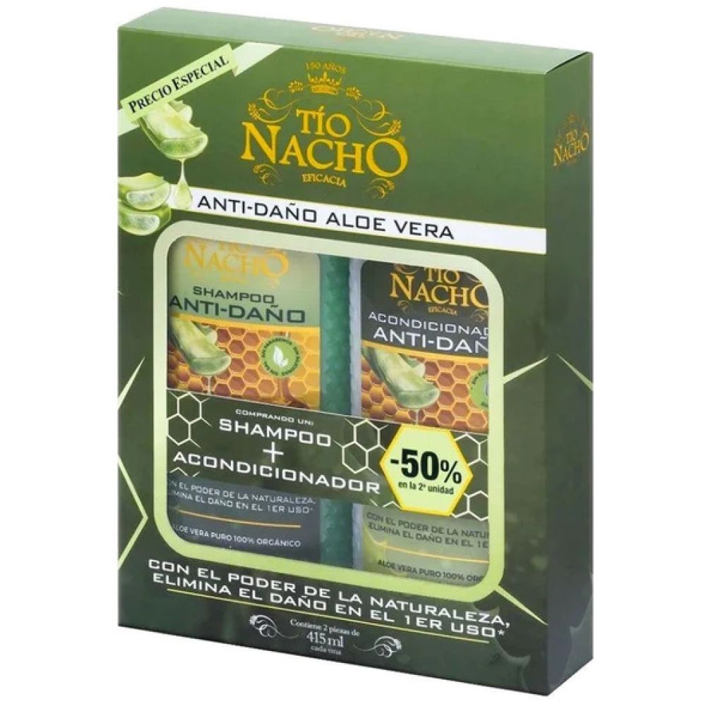 tío nacho pack aloe vera 01 shampoo + 01 acondicionador