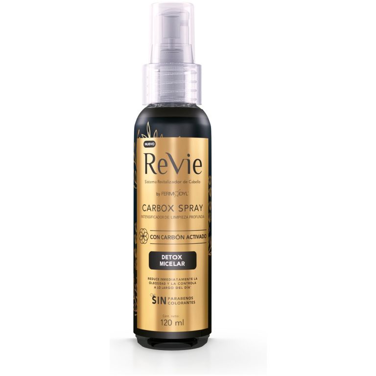 revie shampoo + acondicionador + spray detox carbón