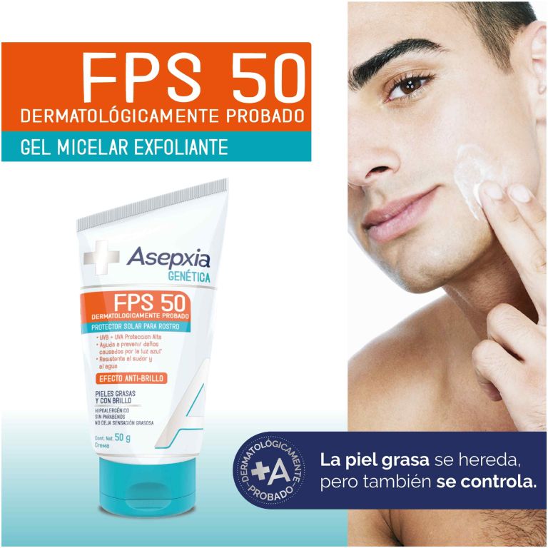 asepxia gen protector solar para rostro fps 50 50g