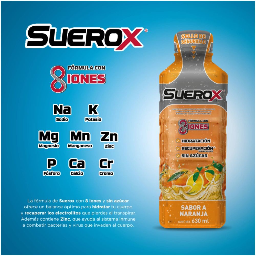 Pack Suerox 06 Bebidas Hidratantes Naranja 630Ml C/U  - Imagen 4