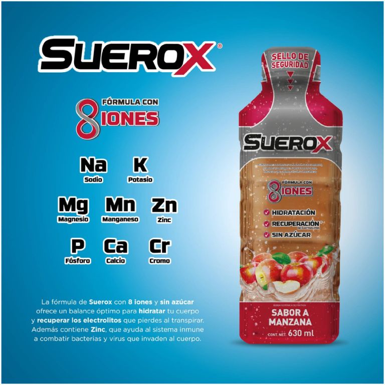 pack suerox 06 bebidas hidratantes manzana 630ml c/u