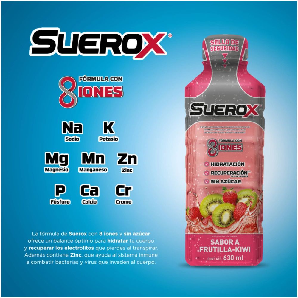Pack Suerox 06 Bebidas Hidratantes Frutilla Kiwi 630Ml C/U  - Imagen 4