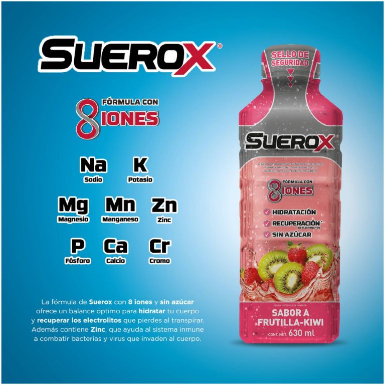 pack suerox 06 bebidas hidratantes frutilla kiwi 630ml c/u