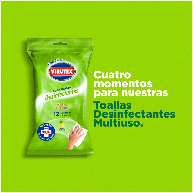 virutex toallas húmedas desinfectantes multiuso limón 50 un.