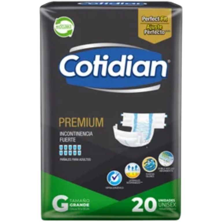 Cotidian Pañal Adulto Talla G Incontinencia Fuerte 20u