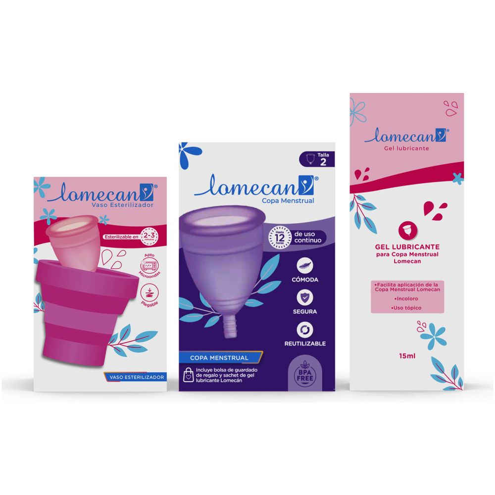 Lomecan Copa Talla 2 + Vaso Esterilizador + Lubricante 15Ml