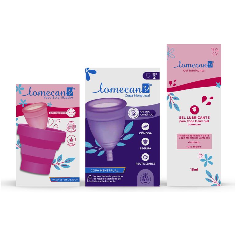 Lomecan Copa Talla 2 + Vaso Esterilizador + Lubricante 15ml