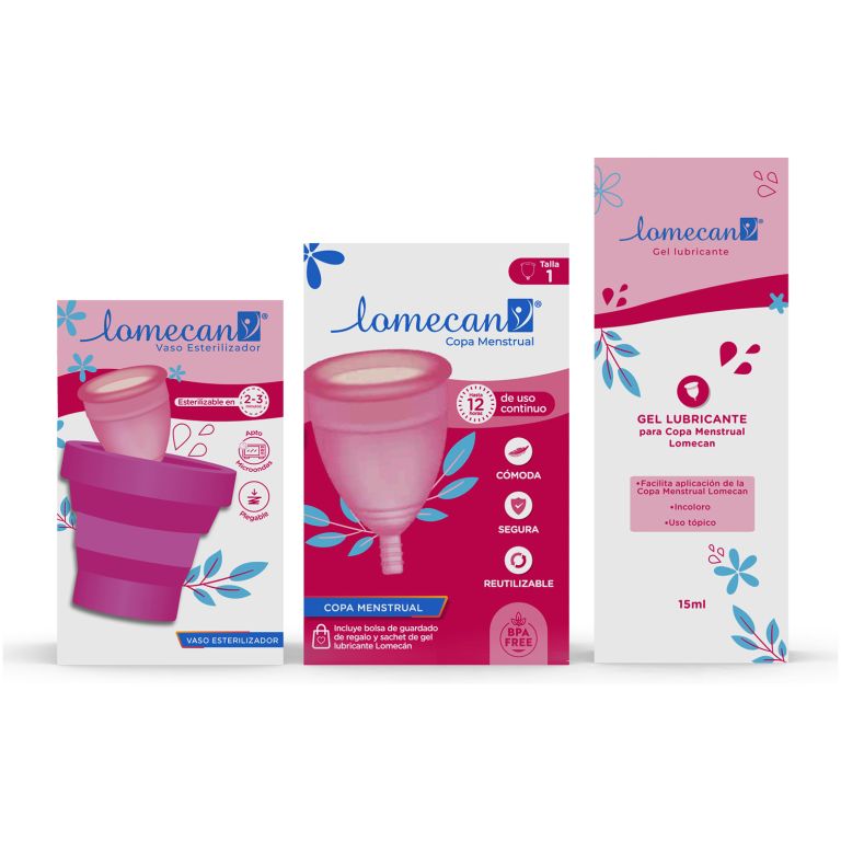 Lomecan Copa Talla 1 + Vaso Esterilizador + Lubricante 15ml