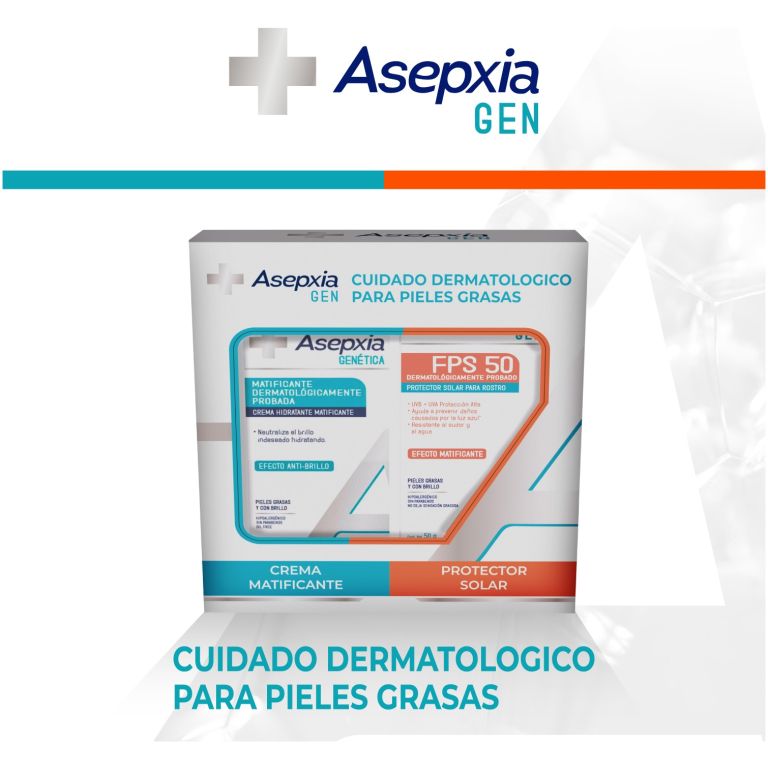 pack asepxia gen crema matificante + protector fps 50