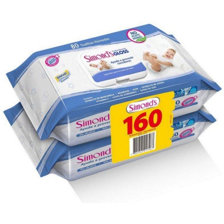 pack simonds gloss toallitas humedas 2×80 un