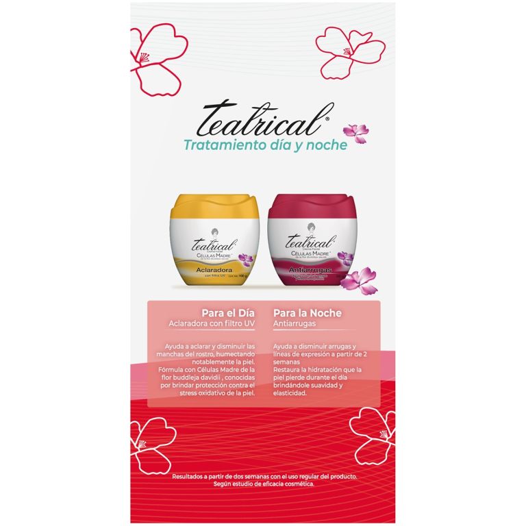 pack teatrical crema antiarrugas 100g + aclarante 100g