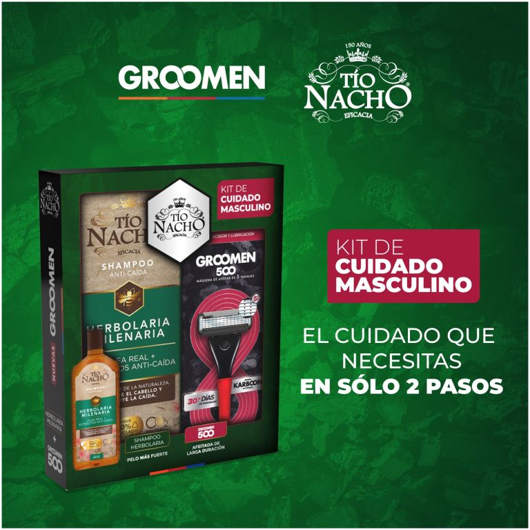 pack tio nacho shampoo herbolaria 415ml + groomen 500