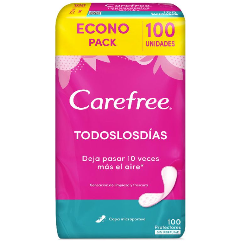 carefree protectores diarios sin perfume x100 un