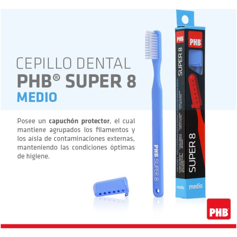 pack 02 cepillo dental phb super 8 medio