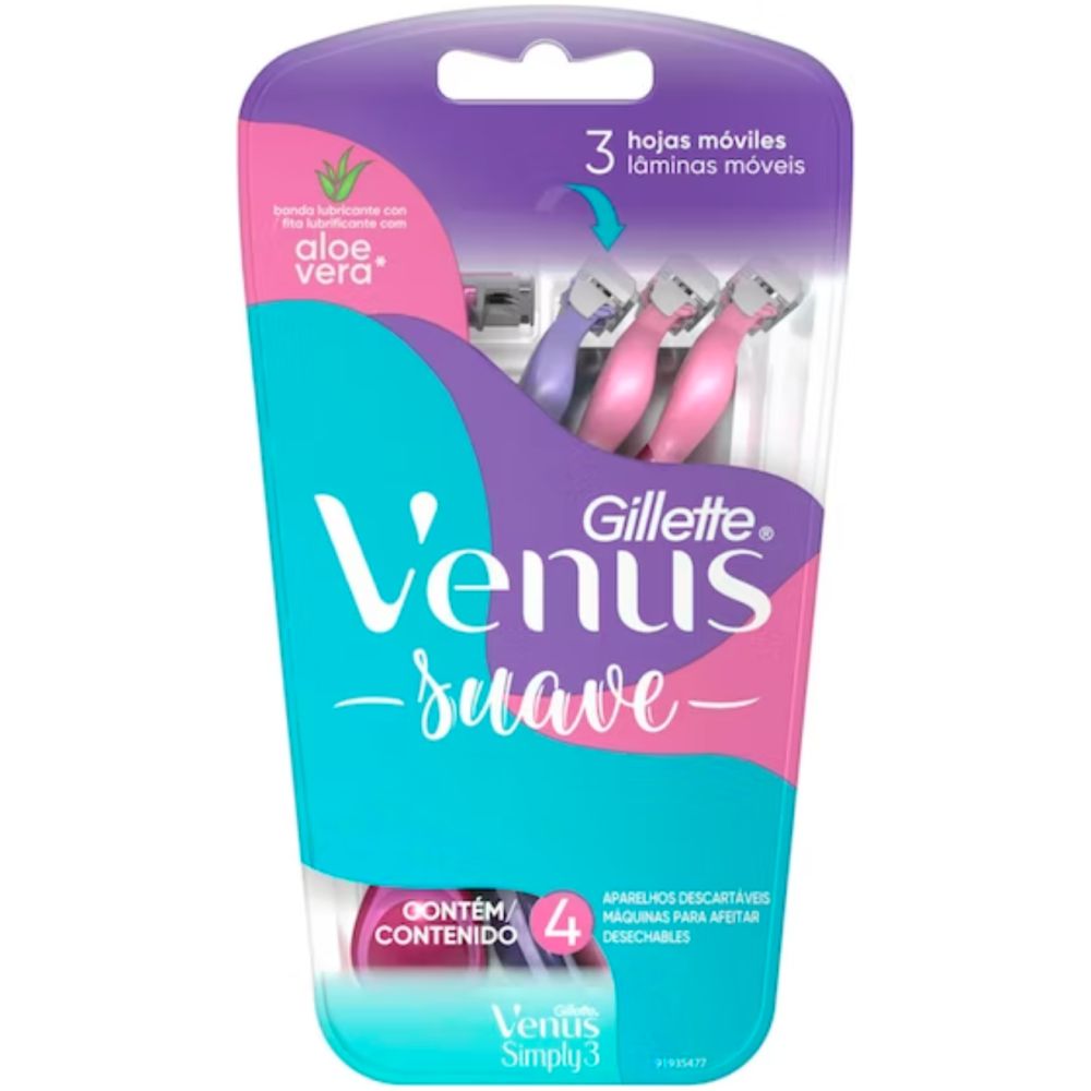 Máquina De Afeitar Suave Gillette Venus Mujer 4 Un