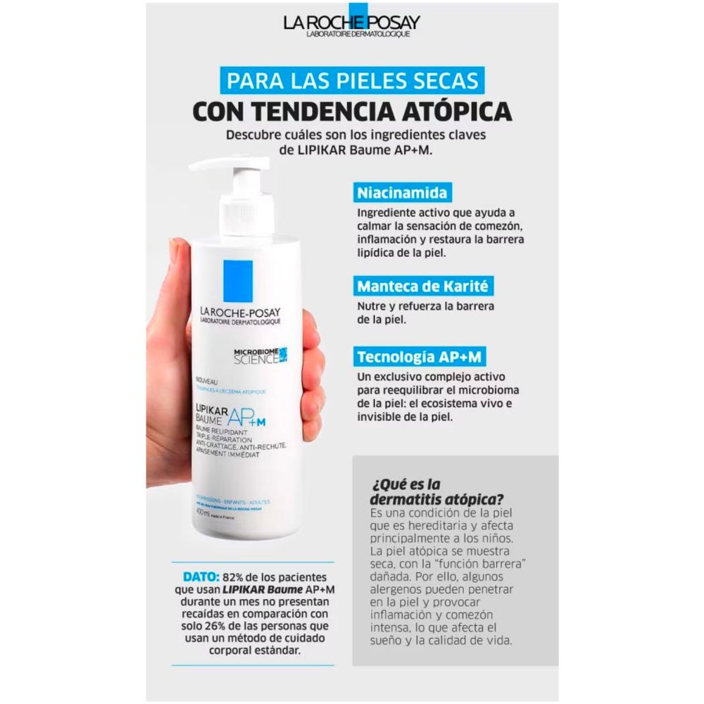 Balsamo Hidratante La Roche-Posay Lipikar Baume Ap+M 400Ml - Imagen 5