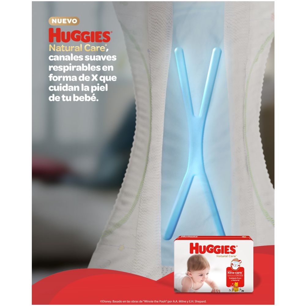 huggies pañales natural care xtra care m 22 unidades (rojo/-)