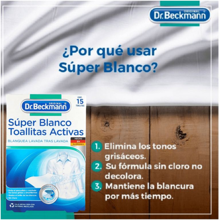 dr. beckmann super blanco toallitas activas 15 toallitas