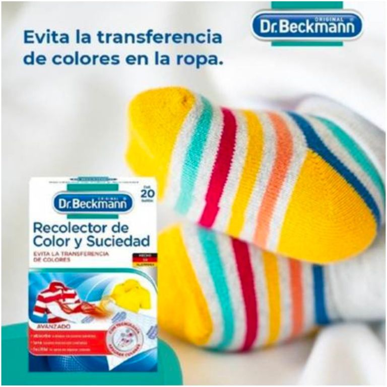dr. beckmann recolector de color y suciedad 20 toallitas