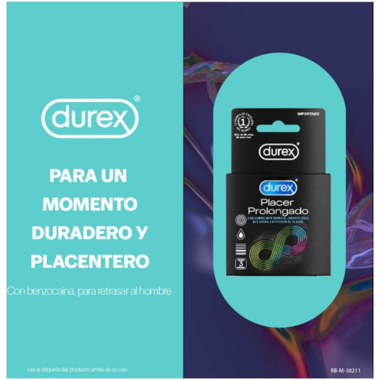 durex placer prolongado condones preservativos 3 unidades