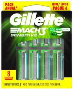 Gillette Repuestos Para Afeitar Mach 3 Sensitive 8 cartuchos