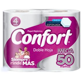 Papel Higienico Confort Doble Hoja 50 m 4 un.