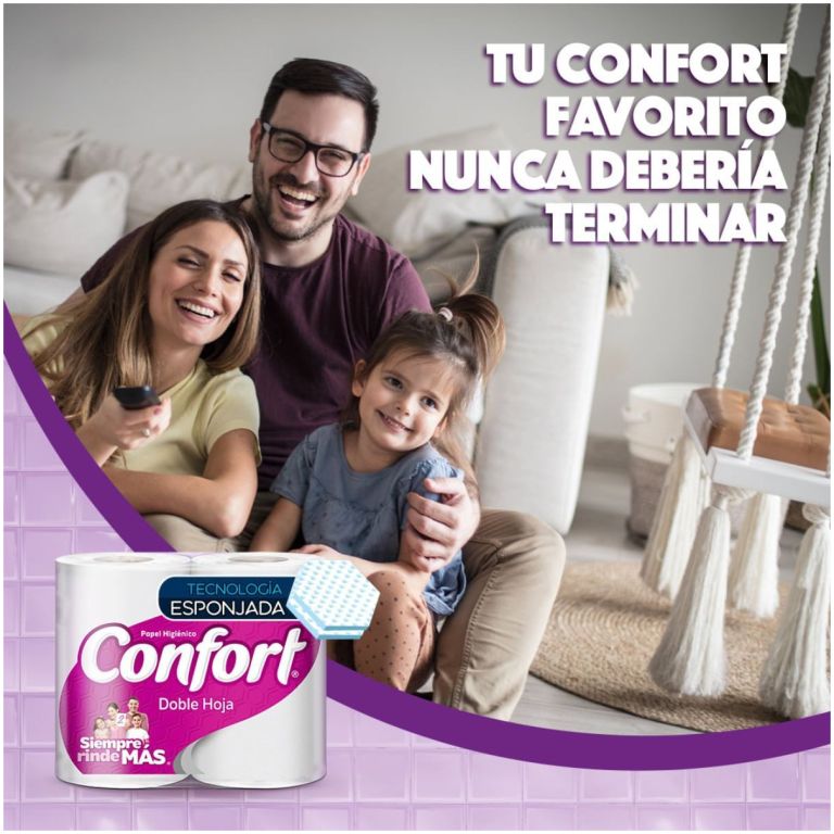 papel higiénico confort doble hoja 50 m 4 un.