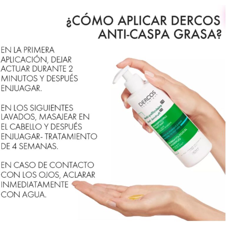 vichy dercos shampoo anti-caspa cabello graso 390 ml