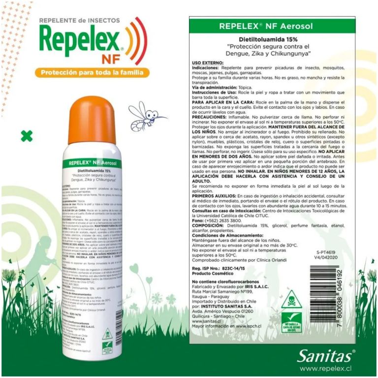 repelex nf repelente de insectos spray 165ml