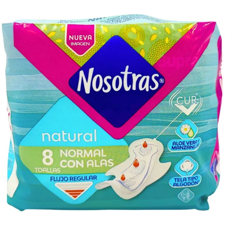 Toallas Nosotras Natural Normal Con Alas 8 Un
