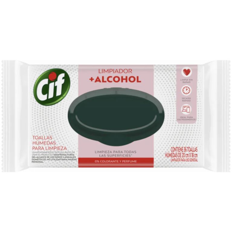 Cif Toallitas Humedas Higienizador con Alcohol 36u