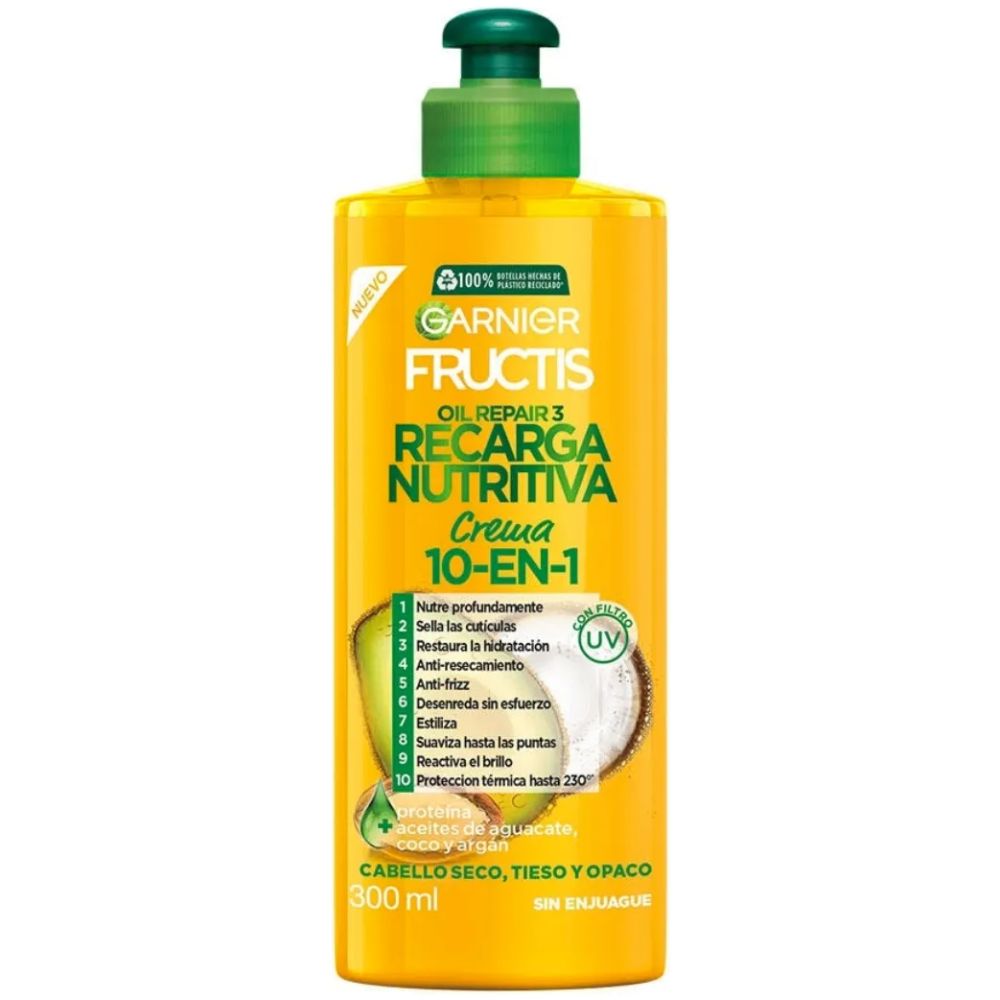 Garnier Fructis Crema De Peinar 10 En 1 Recarga Nutritiva