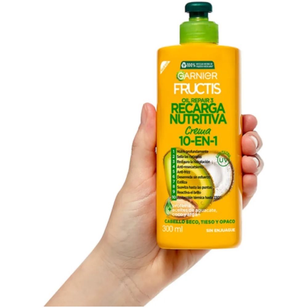 Garnier Fructis Crema De Peinar 10 En 1 Recarga Nutritiva - Imagen 2