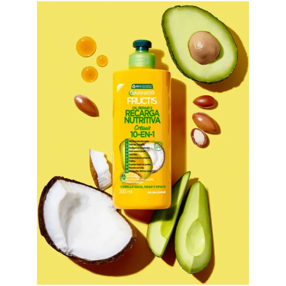Garnier Fructis Crema De Peinar 10 En 1 Recarga Nutritiva - Imagen 4