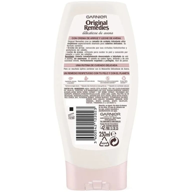 garnier original remedies acondicionador avena 250 ml