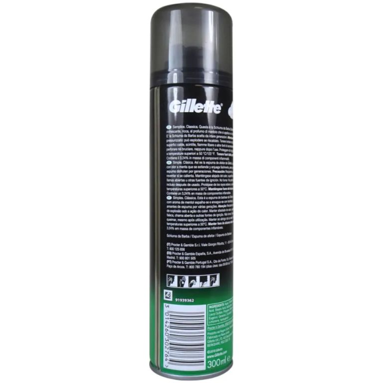 gillette espuma de afeitar mentol 300 ml