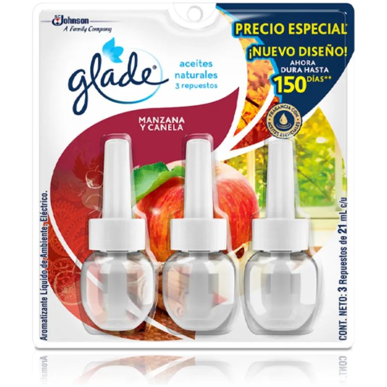 Glade Aceites Naturales Manzana Canela Repuesto 21ml 3u