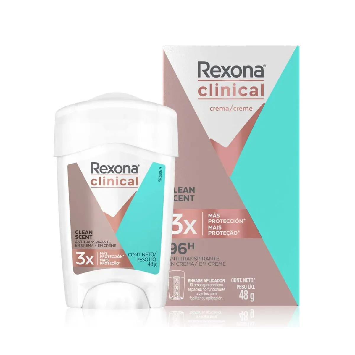 REXONA desodorante CLINICAL antitranspirante en crema para caballero 48 g 