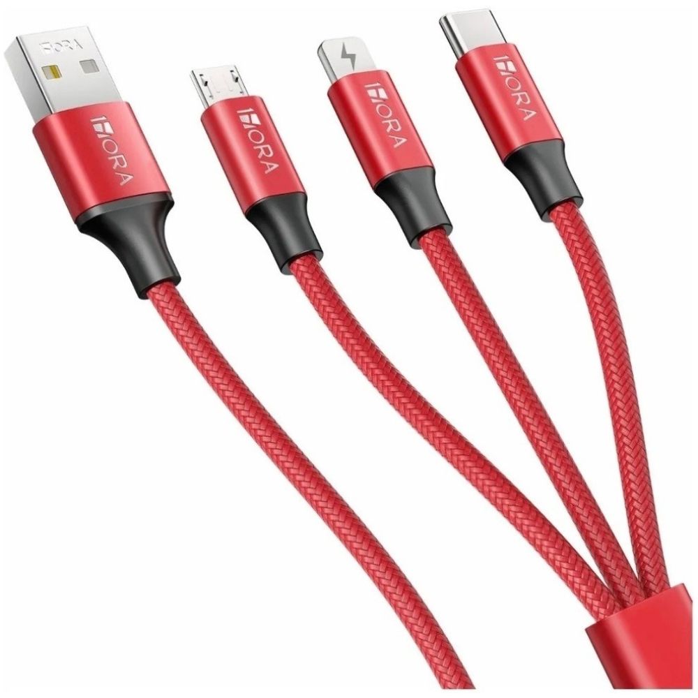 Cable 1Hora Carga Rapida 3en1 Rojo 1M