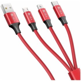 Cable 1Hora Carga Rapida 3En1 Rojo 1M