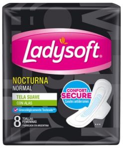 Toalla Higienica Nocturna con Alas Tela Suave 8u Ladysoft