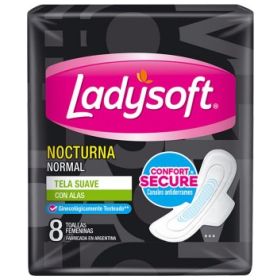 Toalla Higienica Nocturna Con Alas Tela Suave 8U Ladysoft